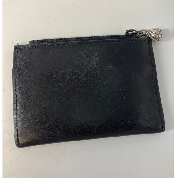 BRIGHTON SMALL BLACK LEATHER CARD WALLET WITH HEART WINDOW - Picture 2 of 9